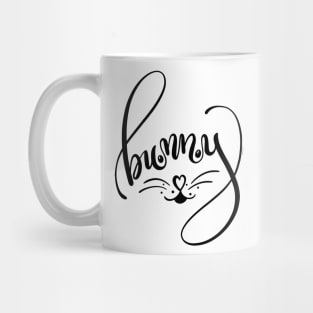 Bunny Word Art  Bunny Face Hand Lettered Design Mug